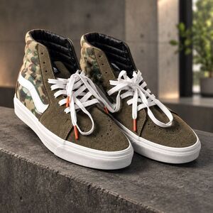 Vans Sk8-Hi Men's Size 11 Olive Green Brown Camo Suede High Top Sneakers NEW